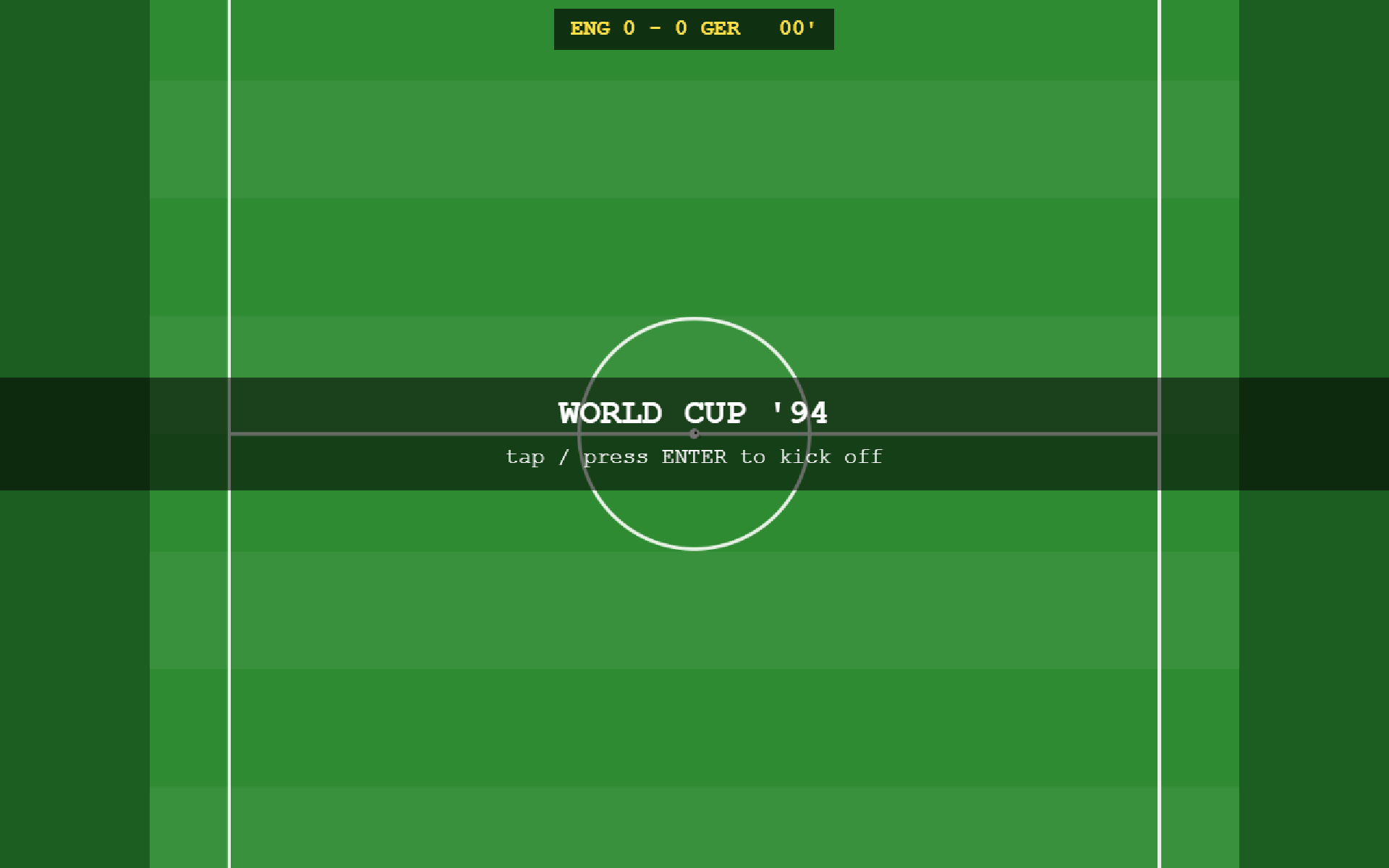 Screenshot of World Cup '94 — a top-down Sensible Soccer style football game on a green pitch